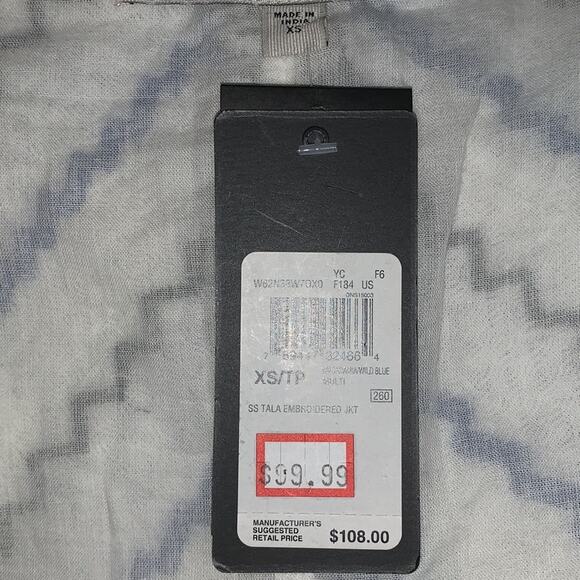 Guess NWT Macadamia Wild Top Sz XS 3/4 Sleeve Blue White - Picture 14 of 15